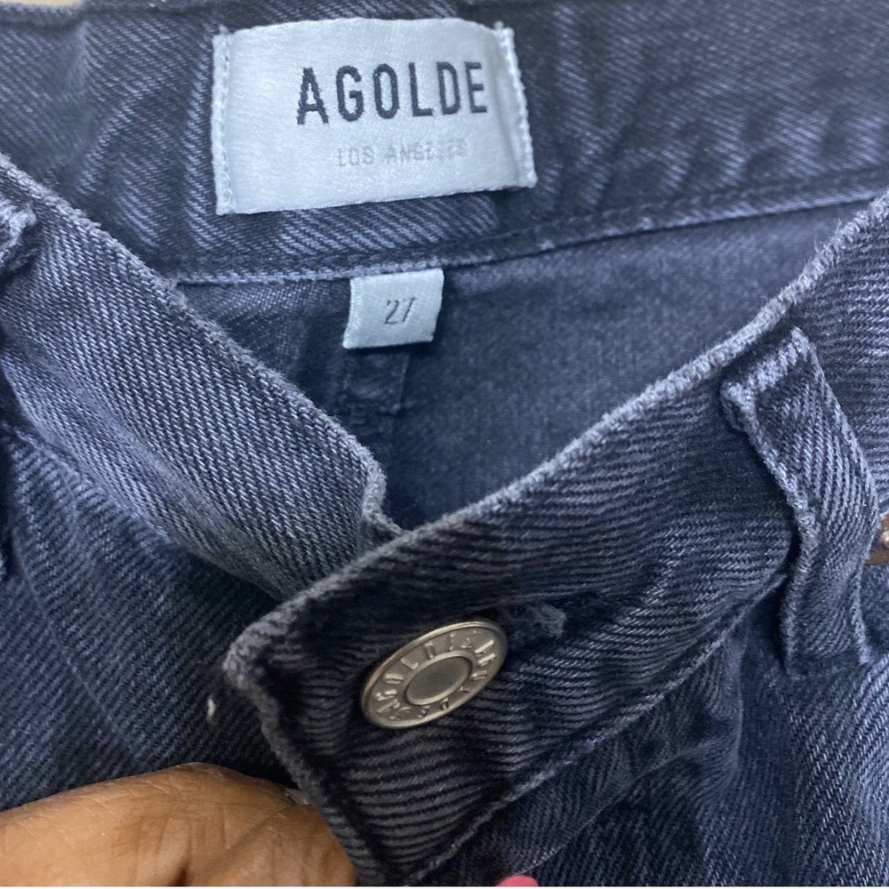 Agolde High Rise Straight Leg Distressed Jeans Faded Black‎ Size 27 - Picture 5 of 8